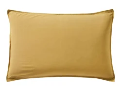 BLANC DES VOSGES Taie d'oreiller percale lavée Bohème - Miel - Taie d'oreiller 50 x 75 cm