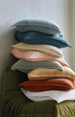 BLANC DES VOSGES Taie gaze de coton Cosy - Rose Thé - Taie d'oreiller 65 x 65 cm