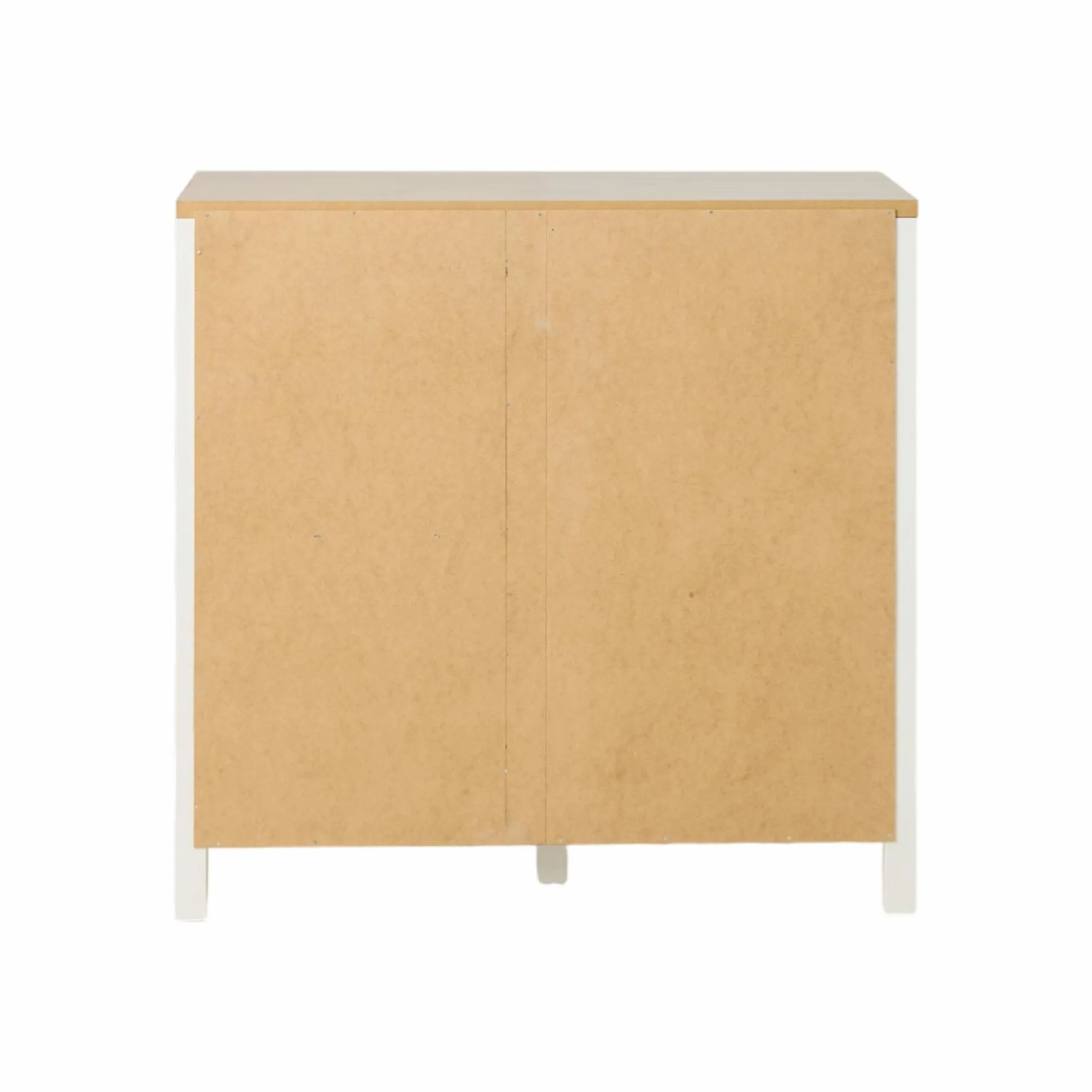 Buffet bas blanc et décor bois 1 porte 1 tiroir Pivoine