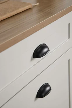 Buffet bas blanc et décor bois 1 porte 1 tiroir Pivoine