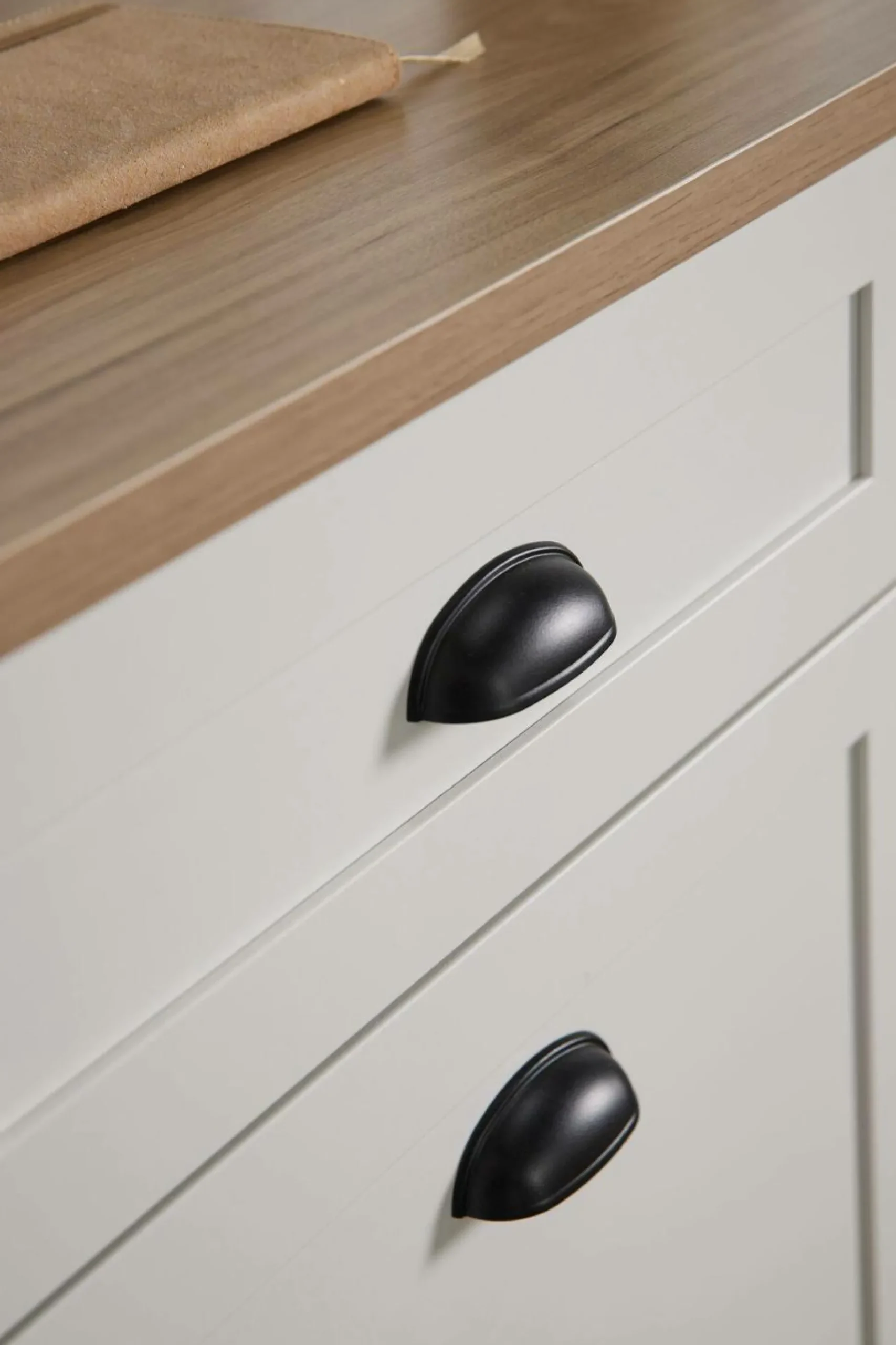 Buffet bas blanc et décor bois 1 porte 1 tiroir Pivoine