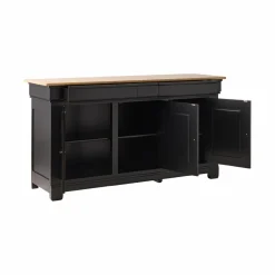 Buffet bois massif 3 portes 3 tiroirs Embellie - Noir