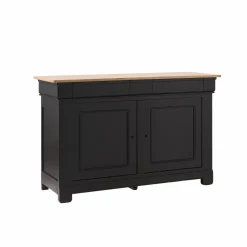 Buffet bois massif 2 portes 3 tiroirs Embellie - Noir