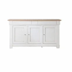 Buffet bois massif 3 portes 3 tiroirs Embellie - Blanc