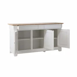 Buffet bois massif 3 portes 3 tiroirs Embellie - Blanc