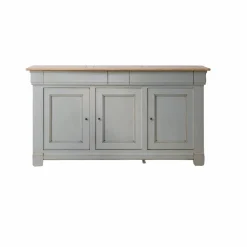 Buffet bois massif 3 portes 3 tiroirs Embellie - Gris