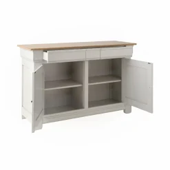 Buffet bois massif 2 portes 3 tiroirs Embellie - Blanc