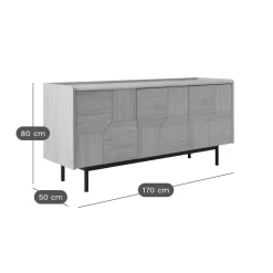 Buffet décor bois pieds métal 3 portes Mila
