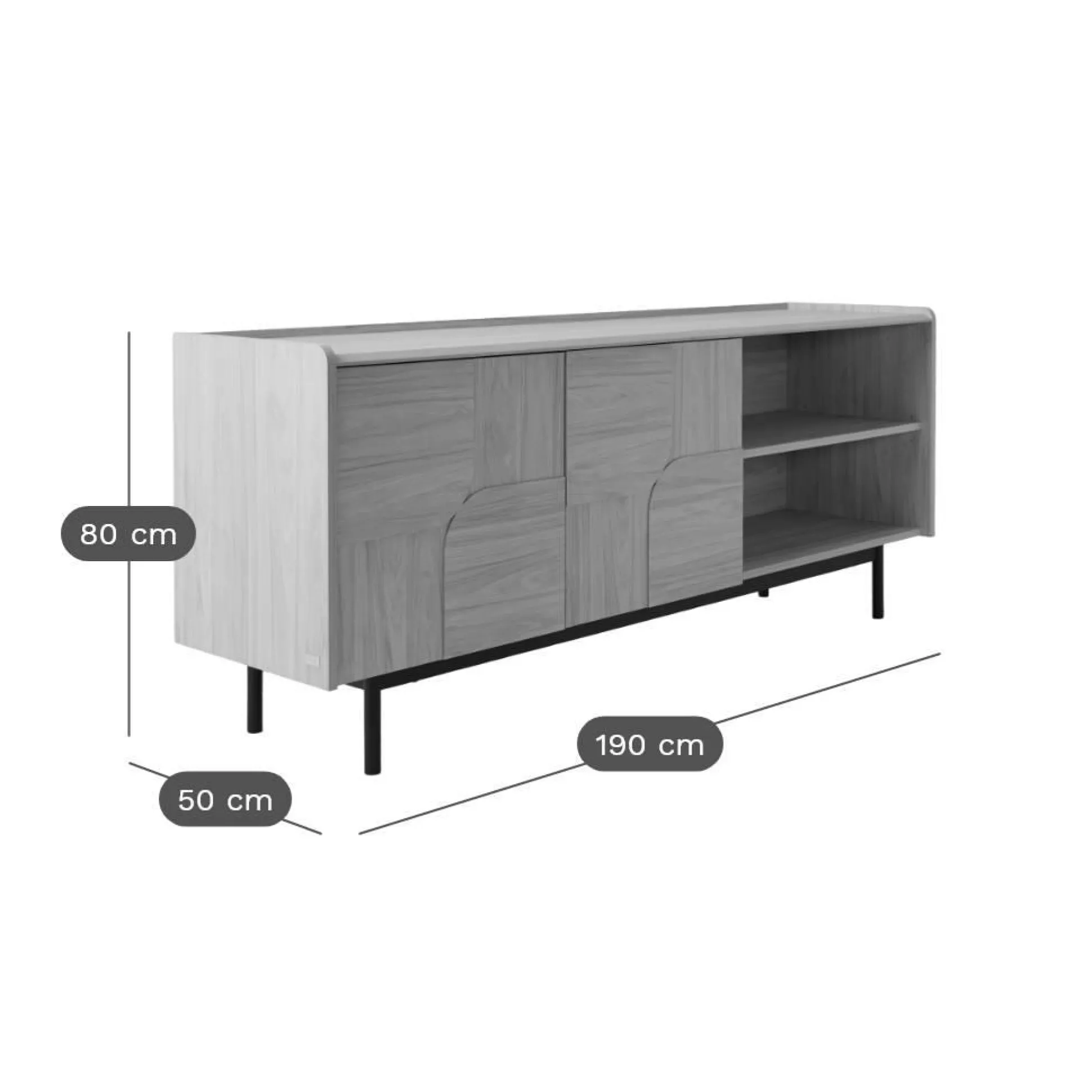 Buffet décor bois pieds métal 2 portes Mila