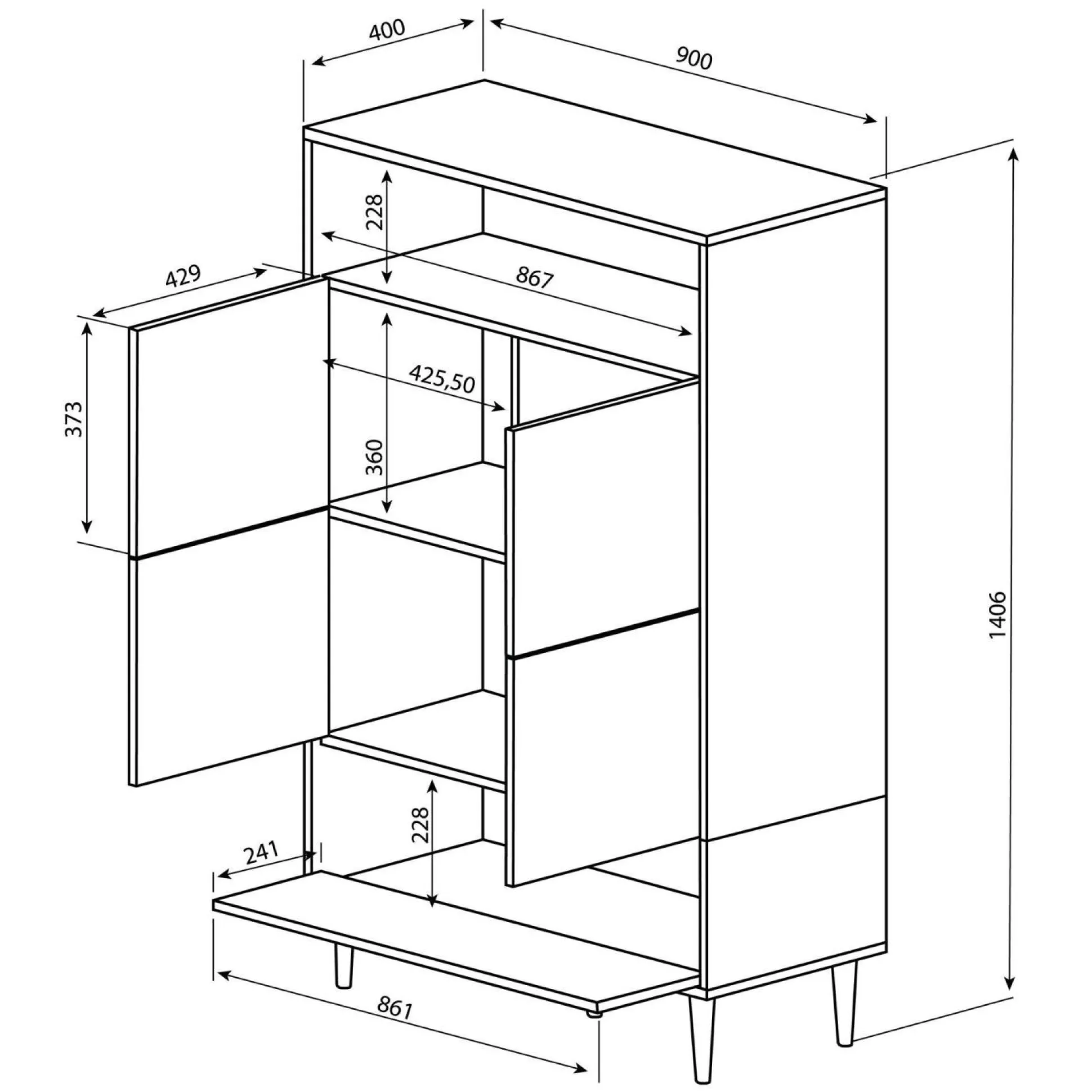 Buffet haut Horizon - Chêne/Noir