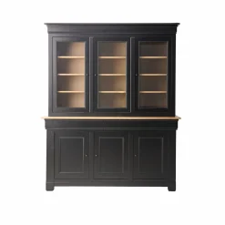 Buffet vaisselier bois massif 6 portes 3 tiroirs Embellie - Noir