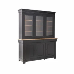 Buffet vaisselier bois massif 6 portes 3 tiroirs Embellie - Noir