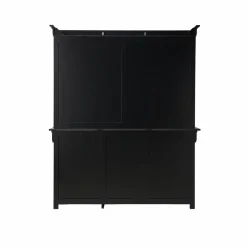 Buffet vaisselier bois massif 6 portes 3 tiroirs Embellie - Noir