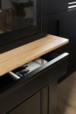 Buffet vaisselier bois massif 6 portes 3 tiroirs Embellie - Noir