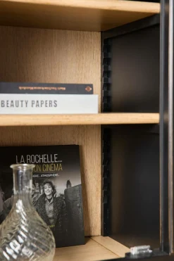 Buffet vaisselier bois massif 6 portes 3 tiroirs Embellie - Noir