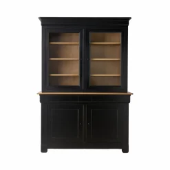 Buffet vaisselier bois massif 4 portes 3 tiroirs Embellie - Noir