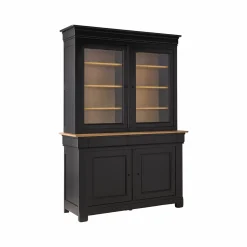 Buffet vaisselier bois massif 4 portes 3 tiroirs Embellie - Noir