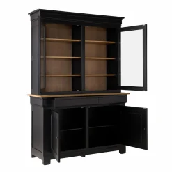 Buffet vaisselier bois massif 4 portes 3 tiroirs Embellie - Noir