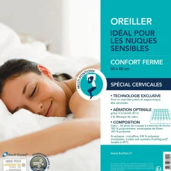 BULTEX Oreiller ferme en mousse à mémoire de forme Spécial Cervicales - 60 x 60 cm