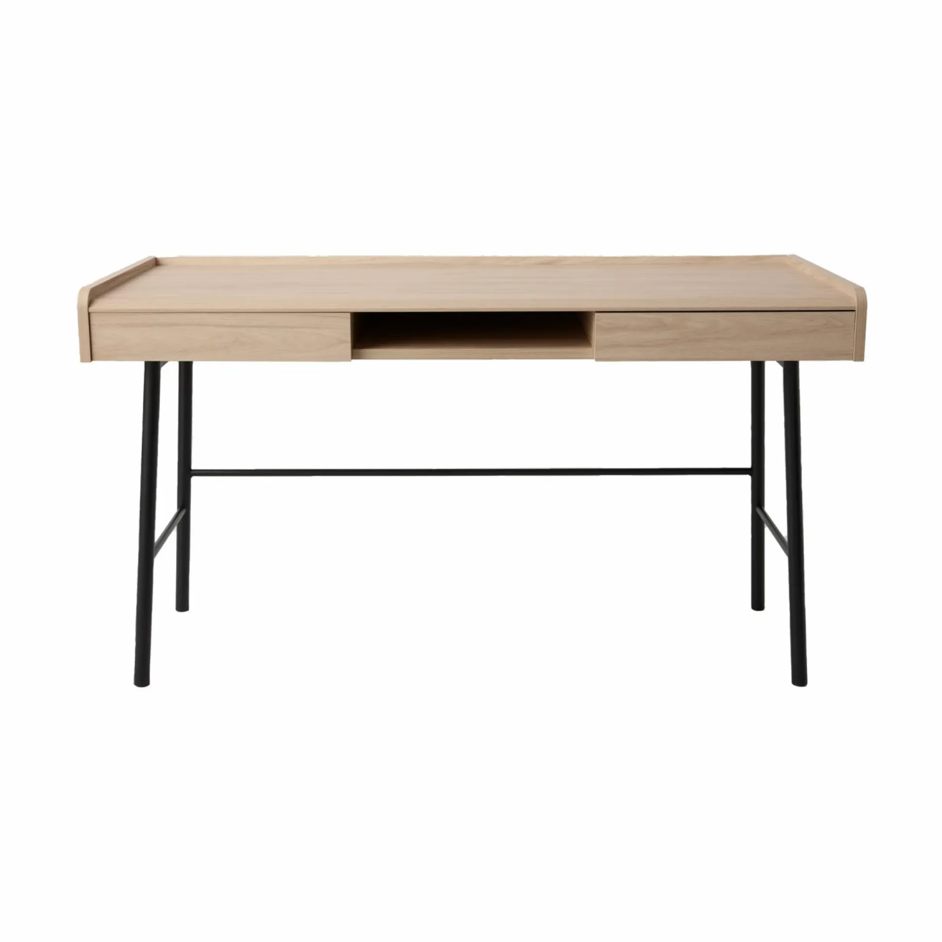 Bureau décor bois pieds métal 2 tiroirs Mila