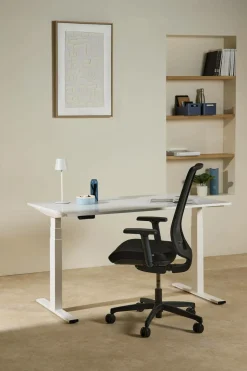 Bureau électrique assis-debout ergonomique Marley - Plateau Blanc/Pieds blancs - 120 x 70 cm