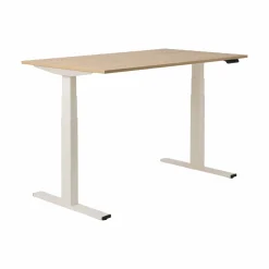 Bureau électrique assis-debout ergonomique Marley - Plateau Bois Clair/Pied Blanc - 120 x 70 cm