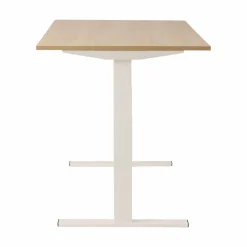 Bureau électrique assis-debout ergonomique Marley - Plateau Bois Clair/Pied Blanc - 120 x 70 cm