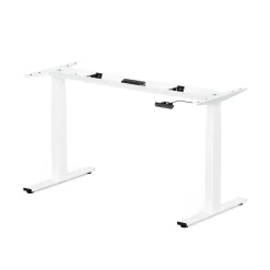 Bureau électrique assis-debout ergonomique Marley - Plateau Bois Clair/Pied Blanc - 120 x 70 cm