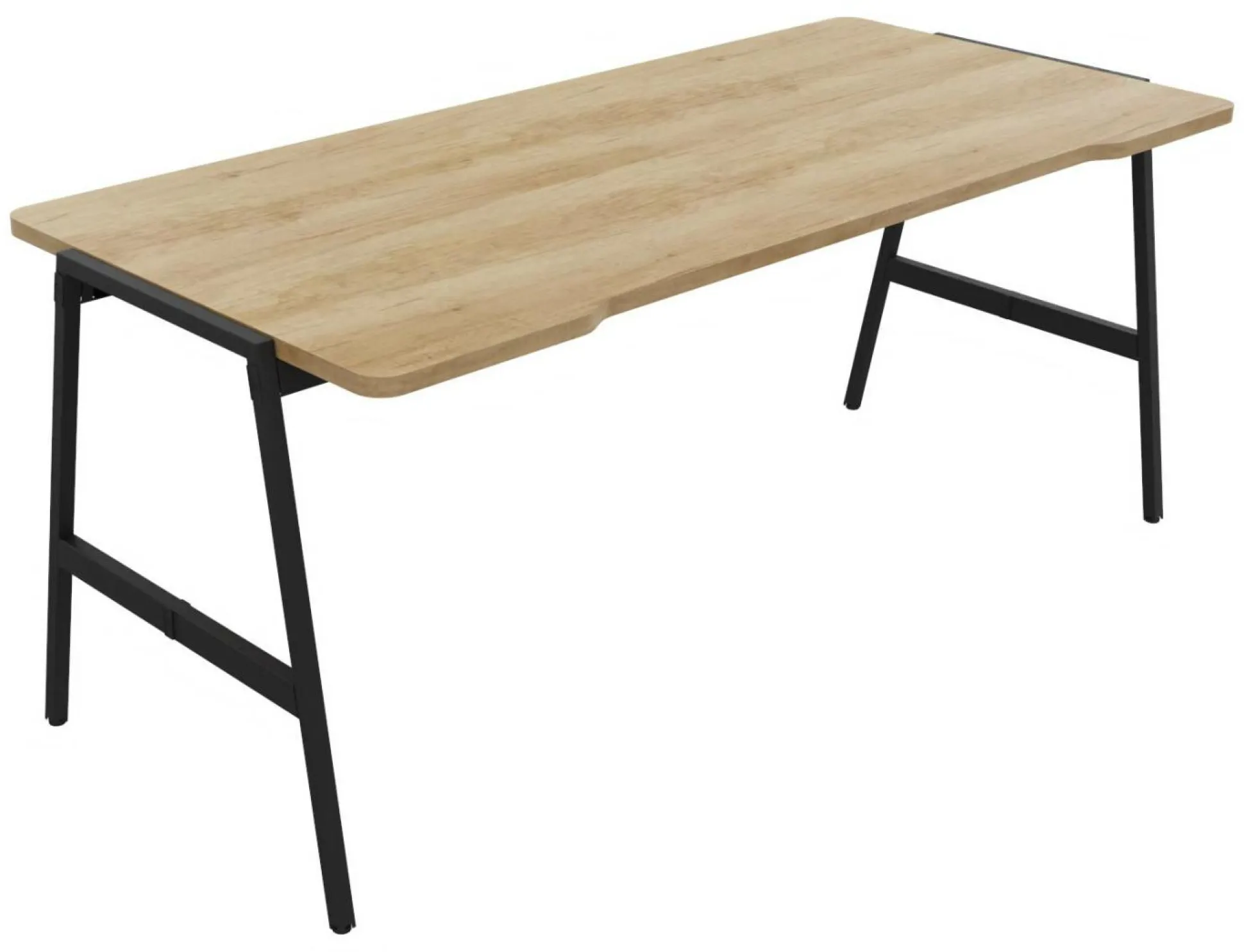 BURONOMIC Bureau Alto - Décor Chêne / Pieds Noirs - 180 x 80 cm