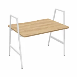 BURONOMIC Bureau Alto pieds hauts - Décor Chêne / Pieds Blancs - 120 x 80 cm