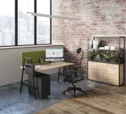 BURONOMIC Bureau Alto pieds hauts - Décor Chêne / Pieds Blancs - 120 x 80 cm