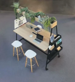 BURONOMIC Table de travail collaborative mobile Alto - Noir - Largeur 140 cm
