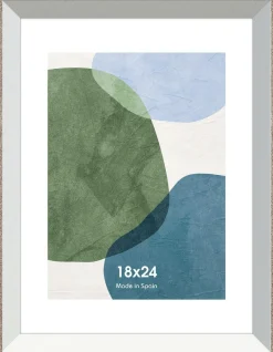 Cadre photo Gaidic - Blanc et bois argent - 18 x 24 cm