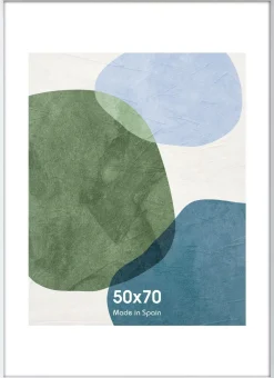 Cadre photo Gaidic - Blanc et bois argent - 50 x 70 cm