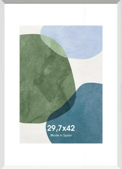 Cadre photo Gaidic - Blanc et bois doré - A3