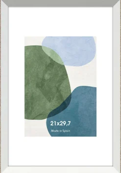 Cadre photo Gaidic - Blanc et bois argent - A4