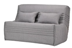 Canapé BZ tissu matelas 15 cm Guidel - Gris Clair - 160 x 200 cm