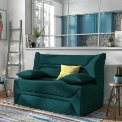 Canapé BZ tissu matelas 12 cm Garance - Bleu Canard