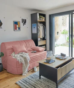 Canapé BZ tissu matelas 15 cm Genay - Rose