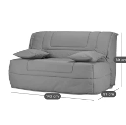 Canapé BZ tissu matelas Bultex 12 cm Gabriel - Gris - 140 x 190 cm