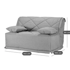 Canapé BZ tissu matelas Bultex 15 cm Gina - Gris Clair