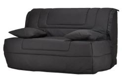 Canapé BZ tissu matelas Bultex 12 cm Gabriel - Anthracite - 140 x 190 cm