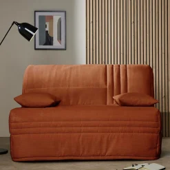 Canapé BZ velours côtelé matelas 15 cm Gaélia - Rouille