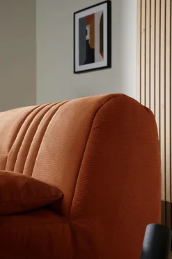 Canapé BZ velours côtelé matelas 15 cm Gaélia - Rouille