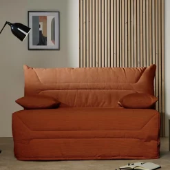 Canapé BZ velours côtelé matelas 12 cm Gaston - Rouille