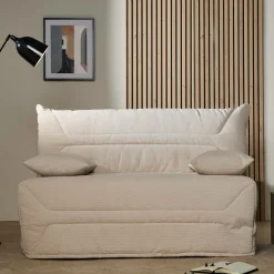 Canapé BZ velours côtelé matelas 12 cm Gaston - Beige
