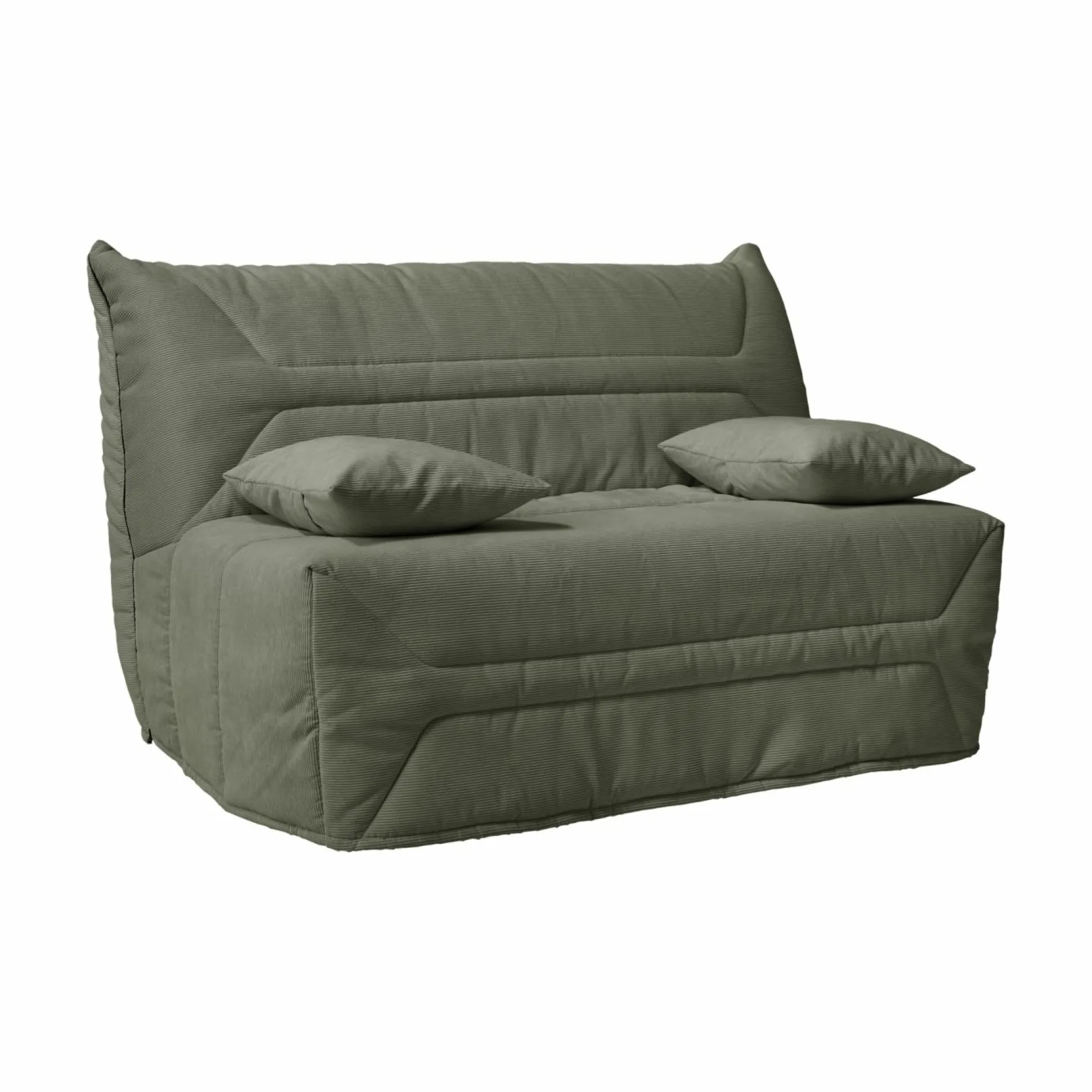 Canapé BZ velours côtelé matelas 12 cm Gaston - Vert Kaki