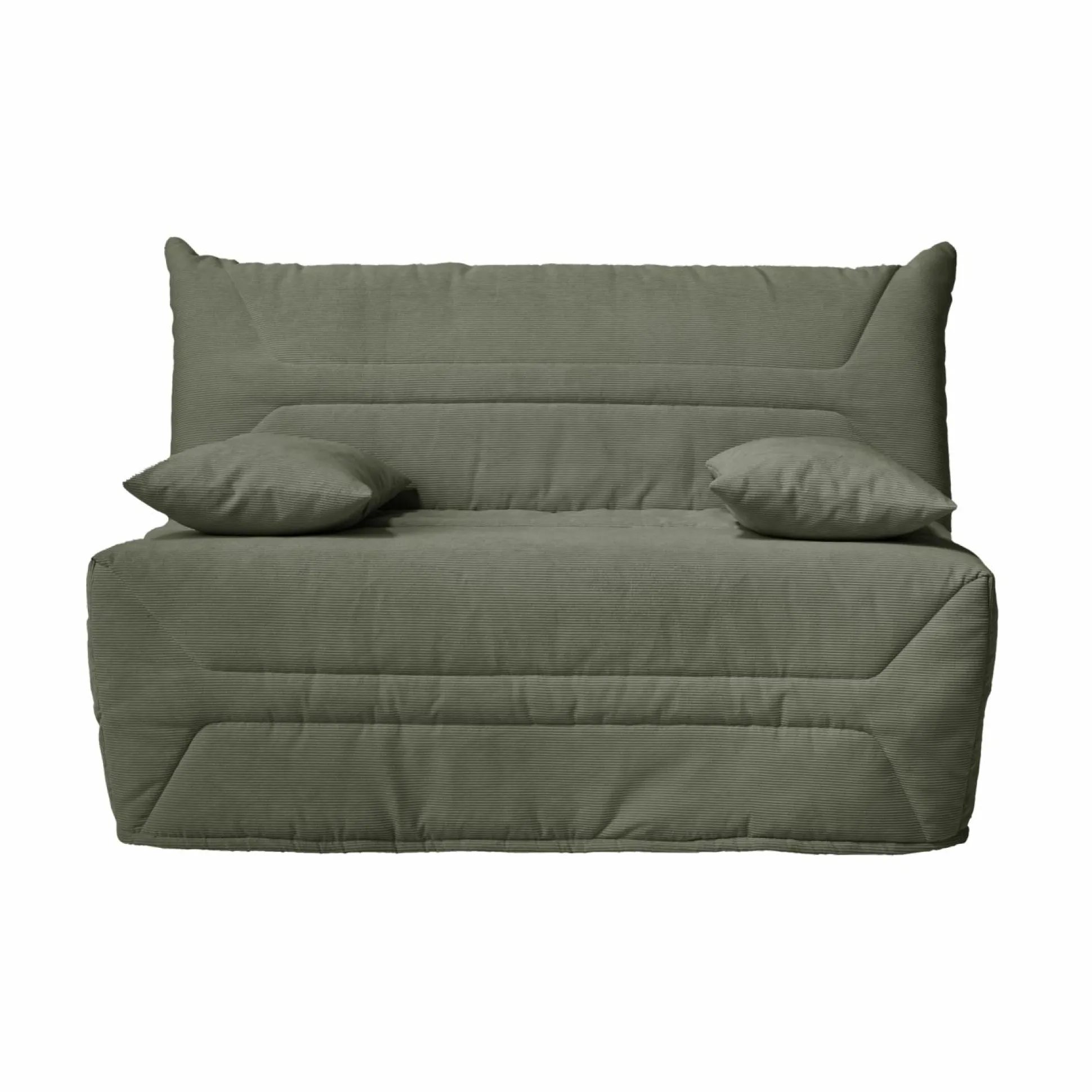 Canapé BZ velours côtelé matelas 12 cm Gaston - Vert Kaki