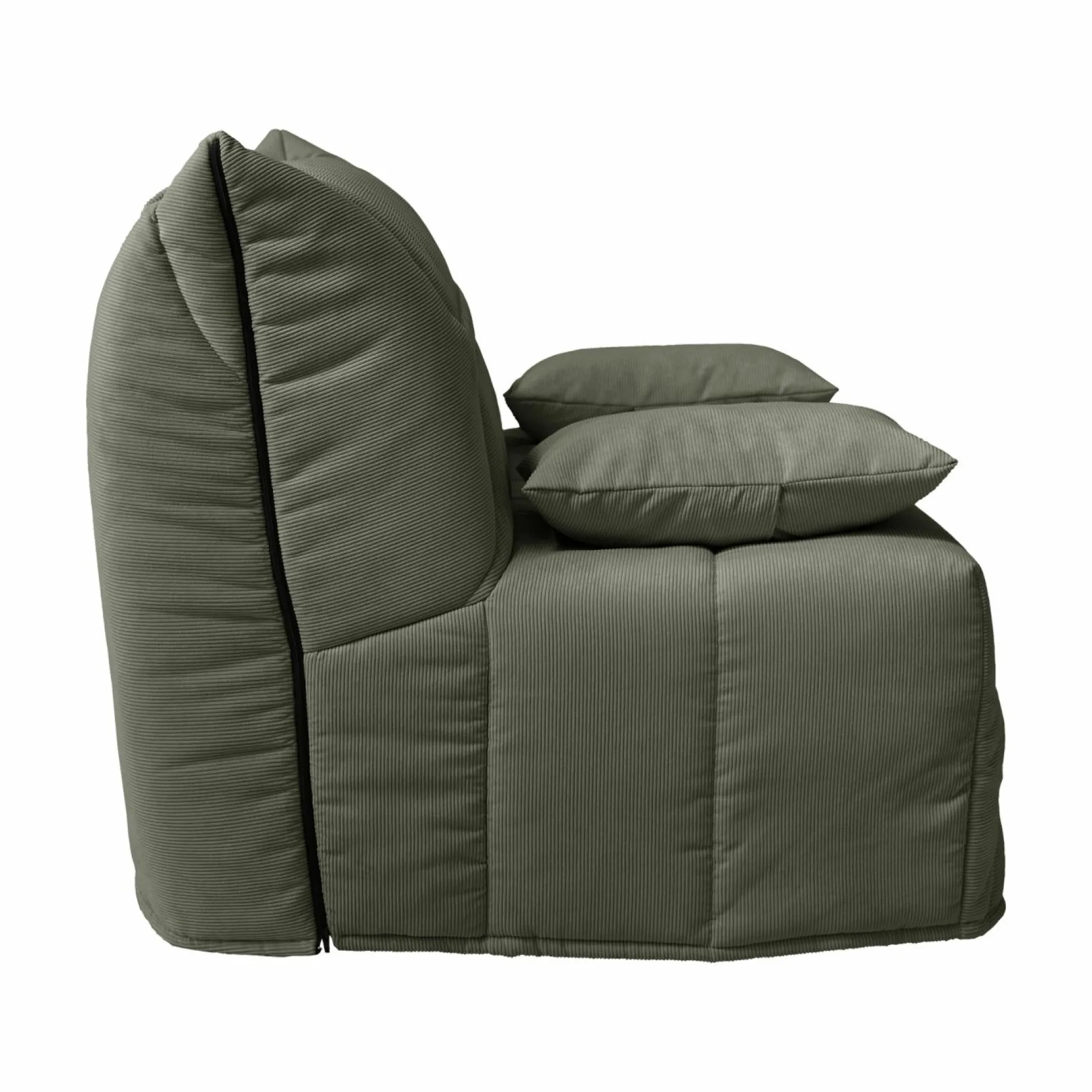 Canapé BZ velours côtelé matelas 12 cm Gaston - Vert Kaki