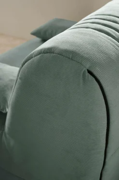 Canapé BZ velours côtelé matelas 15 cm Gaélia - Menthe Glaciale